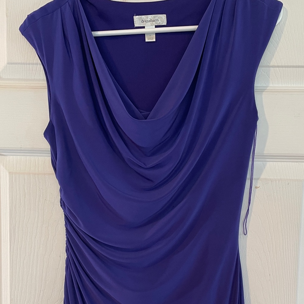 Dressbarn Size 4 Purple Cowl Neck Sleeveless Draped Dress